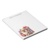 パーソナライズされたポメラニア犬子犬のクリスマス ノートパッド (アングル)