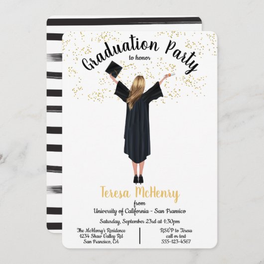 パーソナライズされたポートレートの卒業の招待 招待状 (正面/裏面)