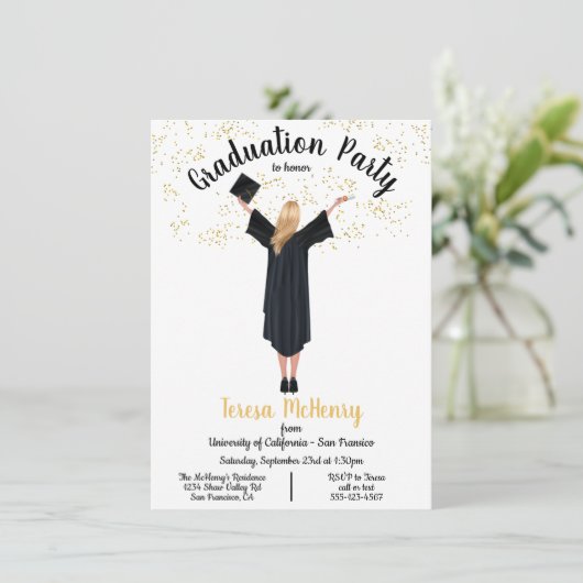 パーソナライズされたポートレートの卒業の招待 招待状 (スタンド正面)