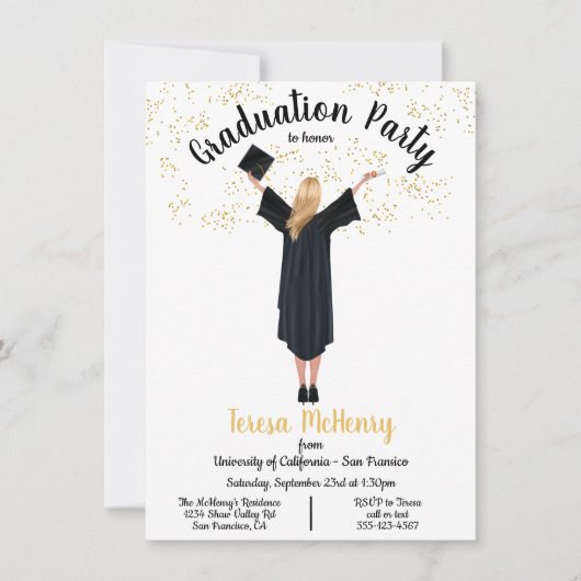パーソナライズされたポートレートの卒業の招待 招待状 (正面)