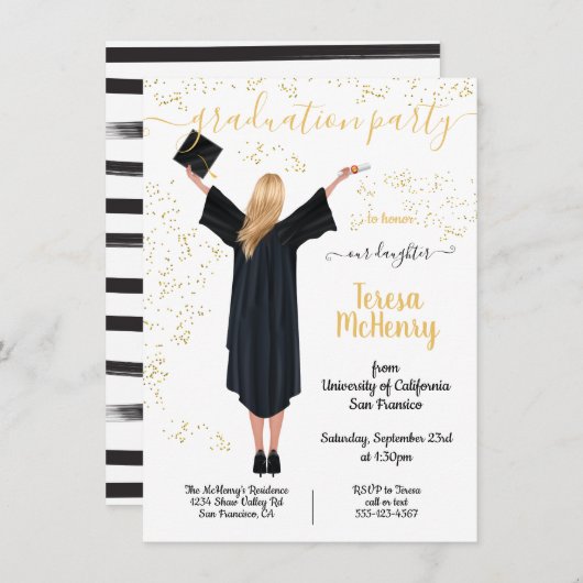 パーソナライズされたポートレートの卒業の招待 招待状 (正面/裏面)