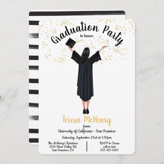 パーソナライズされたポートレートの卒業の招待 招待状 (正面/裏面)