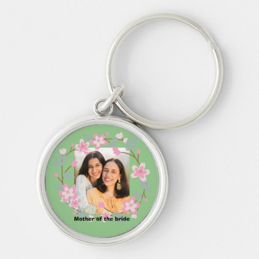 パーソナライズされたポートレート写真フローラ花嫁の母親 キーホルダー (正面)