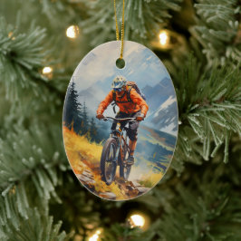 パーソナライズされたマウンテンバイクサイクリングクリスマス セラミックオーナメント