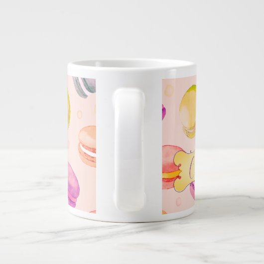 パーソナライズされたマカロン水彩画 ジャンボコーヒーマグカップ (裏面)