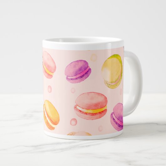 パーソナライズされたマカロン水彩画 ジャンボコーヒーマグカップ (正面右)
