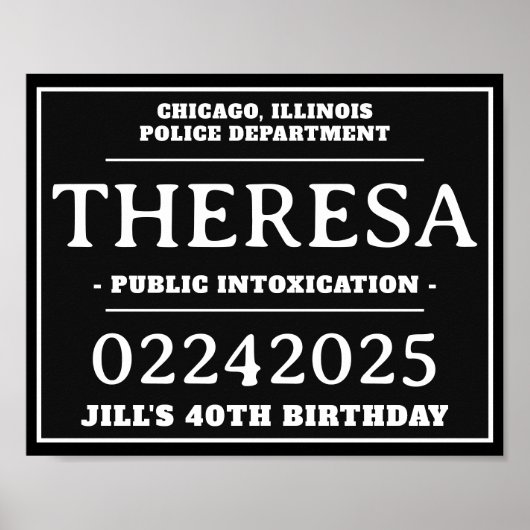パーソナライズされたマグショットシンボルや象徴、誕生日パーティー ポスター (正面)