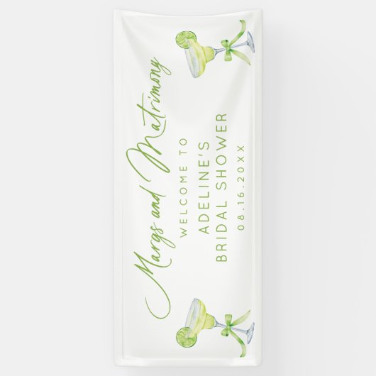 パーソナライズされたマグス アンド マトリモニー ブライダル シャワー 横断幕 (縦)