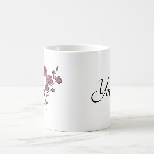 パーソナライズされたマグピース愛の花 コーヒーマグカップ (中央)