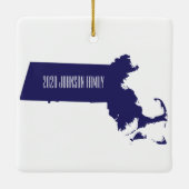 パーソナライズされたマサチューセッツのクリスマス飾り セラミックオーナメント (裏面)