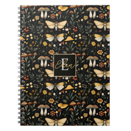 パーソナライズされたマッシュルームアンドフラワーズコテージコア ノートブック