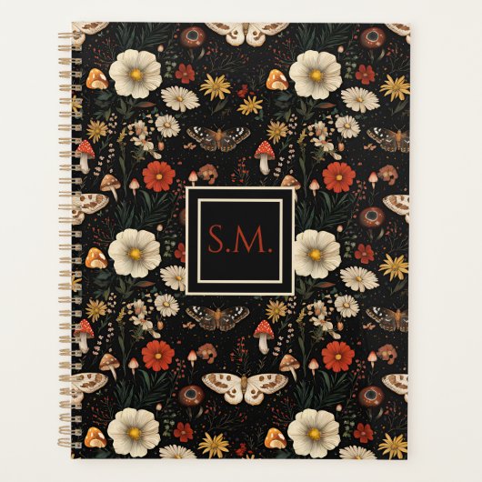 パーソナライズされたマッシュルームアンドフラワーズコテージコア プランナー手帳 (正面)