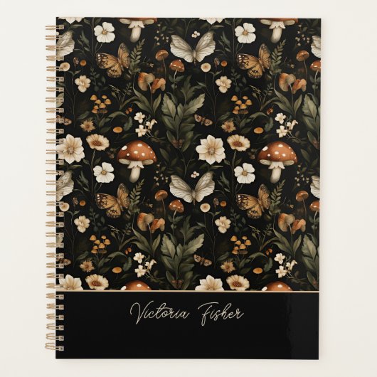 パーソナライズされたマッシュルームアンドフラワーズコテージコア プランナー手帳 (正面)
