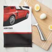 パーソナライズされたマッスルカー1967レッドファストバックガレージ キッチンタオル (四つ折り)