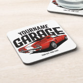 パーソナライズされたマッスルカー1967レッドファストバックガレージ  コースター (左側)