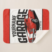 パーソナライズされたマッスルカー1967レッドファストバックガレージ  シェルパブランケット (正面(横))