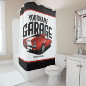 パーソナライズされたマッスルカー1967レッドファストバックガレージ シャワーカーテン (インサイチュ)
