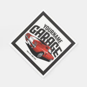 パーソナライズされたマッスルカー1967レッドファストバックガレージ スタンダードランチョンナプキン (角)