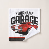 パーソナライズされたマッスルカー1967レッドファストバックガレージ バスタオルセット (ウォッシュタオル)