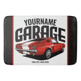 パーソナライズされたマッスルカー1967レッドファストバックガレージ バスマット