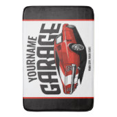 パーソナライズされたマッスルカー1967レッドファストバックガレージ バスマット (正面縦)