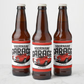 パーソナライズされたマッスルカー1967レッドファストバックガレージ ビールラベル (ボトル)