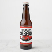 パーソナライズされたマッスルカー1967レッドファストバックガレージ ビールラベル (正面)