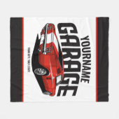 パーソナライズされたマッスルカー1967レッドファストバックガレージ フリースブランケット (正面(横))