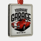 パーソナライズされたマッスルカー1967レッドファストバックガレージ メタルオーナメント (右)
