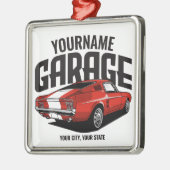 パーソナライズされたマッスルカー1967レッドファストバックガレージ メタルオーナメント (左)