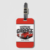 パーソナライズされたマッスルカー1967レッドファストバックガレージ ラゲッジタグ (正面縦)