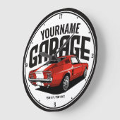 パーソナライズされたマッスルカー1967レッドファストバックガレージ ラージ壁時計 (傾斜)