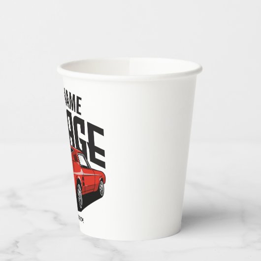 パーソナライズされたマッスルカー1967レッドファストバックガレージ 紙コップ (左)