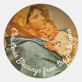 パーソナライズされたマドンナと子 ラウンドシール