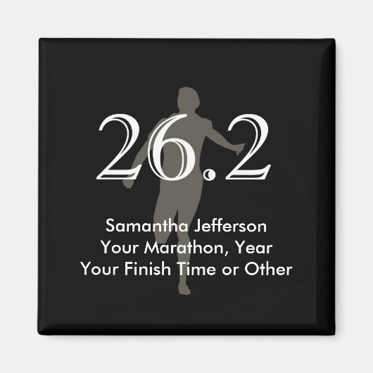 パーソナライズされたマラソンランナー26.2キープサケブラック マグネット (正面)
