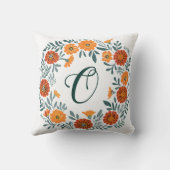 パーソナライズされたマリゴールドフローラリース枕 クッション (裏面)