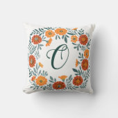 パーソナライズされたマリゴールドフローラリース枕 クッション (正面)
