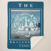 パーソナライズされたマリンテーマハローサマーアドベンチャー シェルパブランケット (正面)