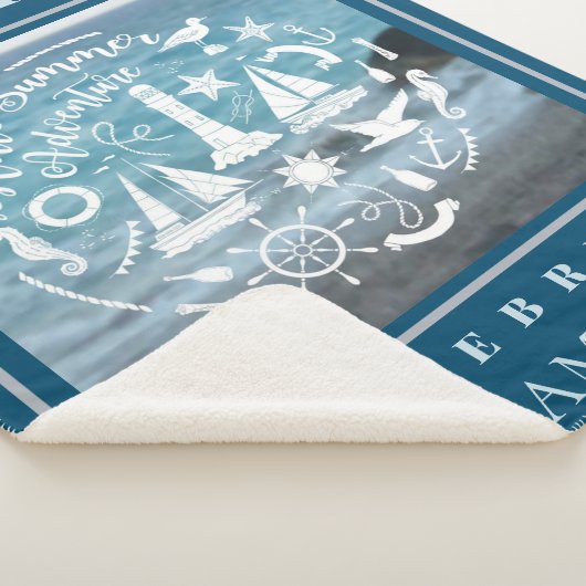 パーソナライズされたマリンテーマハローサマーアドベンチャー シェルパブランケット (3/4)
