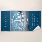 パーソナライズされたマリンテーマハローサマーアドベンチャー ビーチタオル (正面)