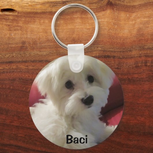 パーソナライズされたマルチーズキーチェーン キーホルダー (正面)