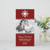 パーソナライズされたマルーンスノーフレークホリデー写真カード シーズンカード (スタンド正面)