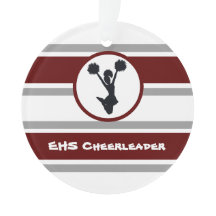 パーソナライズされたマルーン&グレー・チアリーダーオーナメント