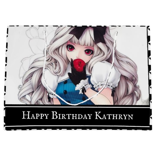 パーソナライズされたマンガアート「アリス」 ラージペーパーバッグ (正面)