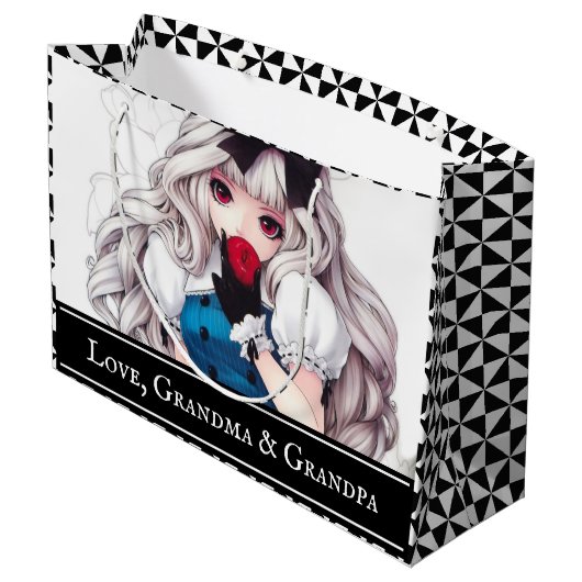 パーソナライズされたマンガアート「アリス」 ラージペーパーバッグ (裏面アングル)