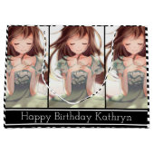 パーソナライズされたマンガアート「ジェニー」 ラージペーパーバッグ (正面)