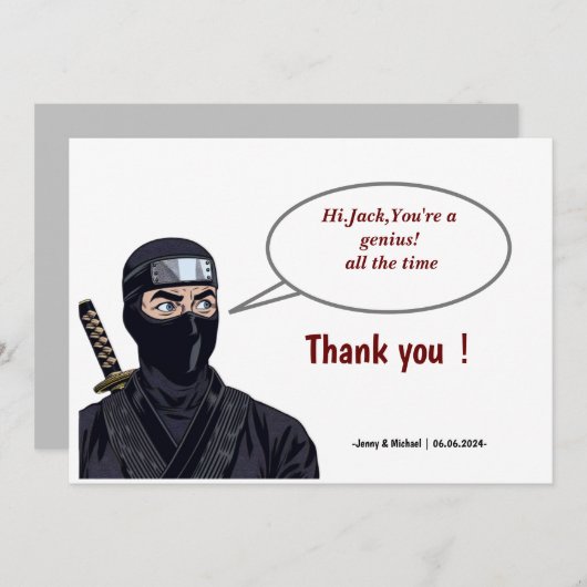 パーソナライズされたマンガ漫画忍者サンキューカード サンキューカード (正面/裏面)