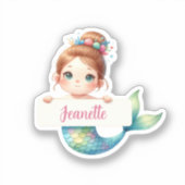 パーソナライズされたマーメイド魔法-名前をカスタムするシールf シール (正面)