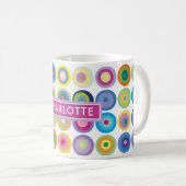 パーソナライズされたミッドセンチュリー カラフル サークル パターン コーヒーマグカップ (正面右)