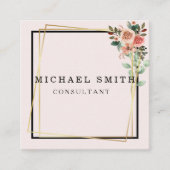 パーソナライズされたミニカスタムマリストモダン QRコードロゴ スクエア名刺 (正面)